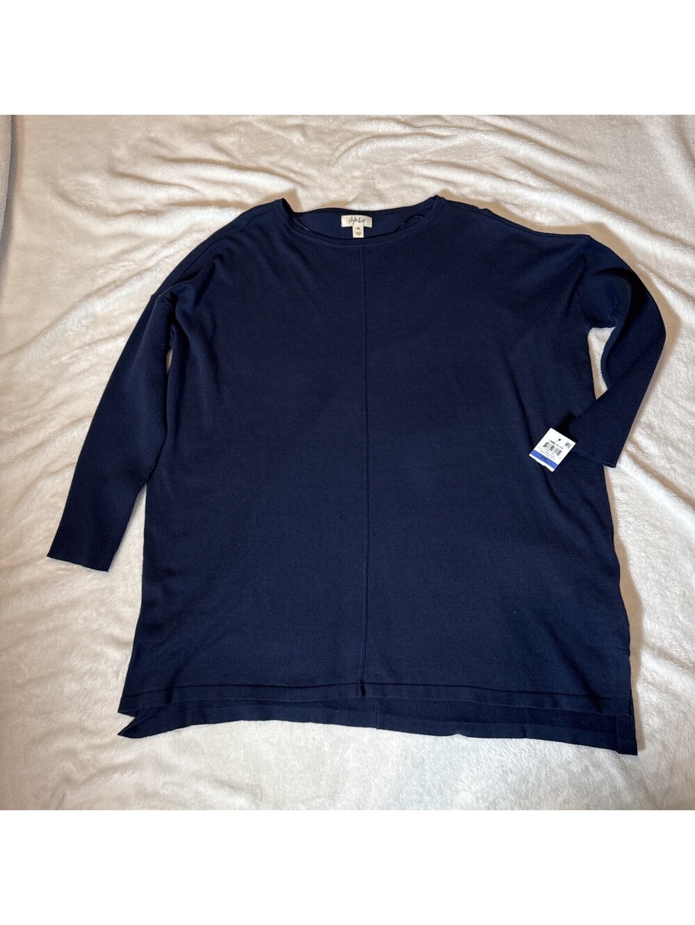 NWT! NEW! STYLE & CO PXL Blue Cotton Sweater Pullover Knit Top Women's (2101)